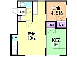 コーポラス岩井 2LDKの間取図画像