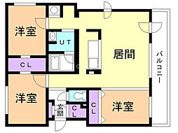 スクエアフロントイーストコート 3LDKの間取図画像