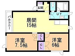ハイムラ・フォーレ 2LDKの間取図画像