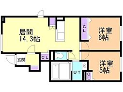 アーデルハイツ B 2LDKの間取図画像