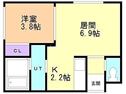 岩見沢市二条西4丁目マンション 1LDKの間取図画像