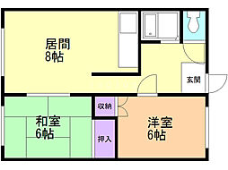 ビバハイツ 2LDKの間取図画像