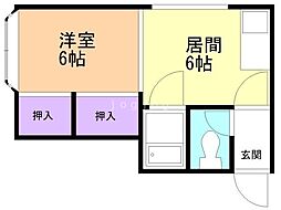 クドウハイツ5 1DKの間取図画像