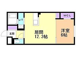 Grace Eco野幌駅前 1LDKの間取図画像