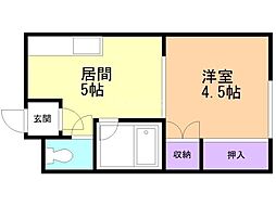 グリーンハイム 1DKの間取図画像