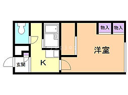 レオパレスフォレスト55 1Kの間取図画像