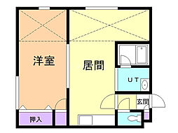 福寿荘 1DKの間取図画像