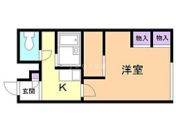 レオパレスsynergy 1Kの間取図画像