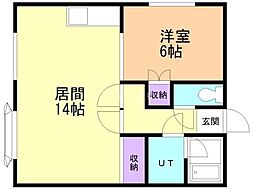 コーポジュン2 1LDKの間取図画像