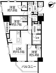 ザ・パークハウス金沢城公園 3LDKの間取図画像