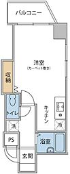 信開グラビス駅北 ワンルームの間取図画像