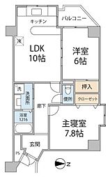 信開ドヌール神田 2LDKの間取図画像