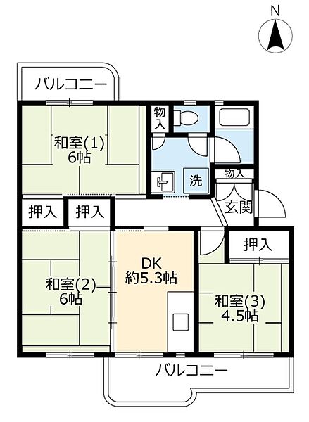 UR落合 0323-0402｜兵庫県神戸市須磨区北落合1丁目(賃貸マンション3DK・4階・61.26㎡)の写真 その2