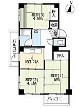 UR鈴蘭台第一 0049-0202 ｜ 兵庫県神戸市北区北五葉6丁目（賃貸マンション3K・2階・48.14㎡） その2