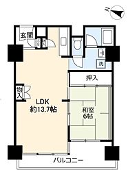 UR新長田駅前 14階1LDKの間取り