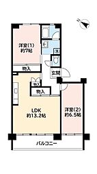 UR都市機構ポートアイランド団地61号棟 2LDKの間取図画像