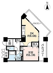 UR都市機構キャナルタウンウエスト7号棟 1DKの間取図画像