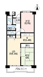 UR都市機構ポートアイランド団地57号棟 2LDKの間取図画像