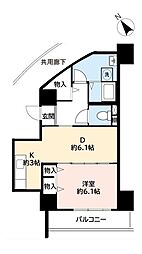 フレール新開地3丁目団地 1DKの間取図画像