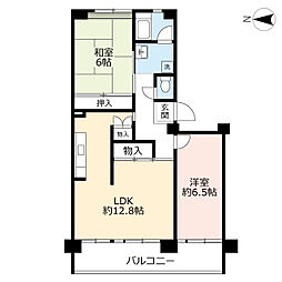UR都市機構ポートアイランド団地61号棟 2LDKの間取図画像