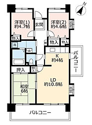 UR都市機構ルネシティ脇浜町3号棟 3LDKの間取図画像