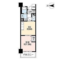 ハートフル湊川 1DKの間取図画像