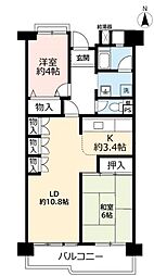 UR都市機構ポートアイランド団地57号棟 2LDKの間取図画像