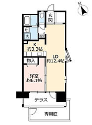 UR都市機構浜甲子園さくら街2号棟 1LDKの間取図画像