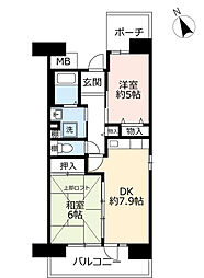 UR都市機構浜甲子園さくら街7号棟 2DKの間取図画像