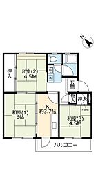 UR都市機構逆瀬川団地7号棟 3Kの間取図画像