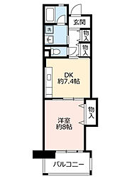 UR都市機構酉島リバーサイドヒルなぎさ街19号棟 1DKの間取図画像