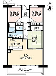 UR都市機構アルビス伊丹千僧6号棟 3LDKの間取図画像
