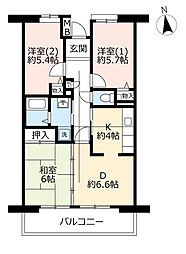 UR都市機構サンラフレ鳴尾北11号棟 3DKの間取図画像