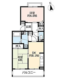 UR都市機構フレール宝塚御殿山8号棟 2DKの間取図画像