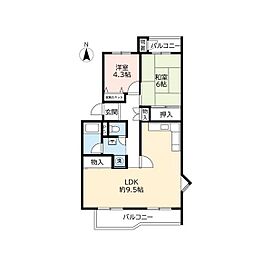 UR都市機構中山五月台団地5号 2LDKの間取図画像