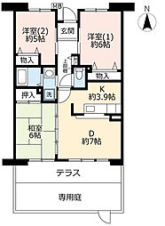 UR都市機構パークタウン西武庫10号棟 3DKの間取図画像