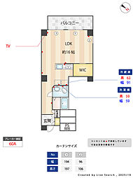 セントラル経堂 6階ワンルームの間取り