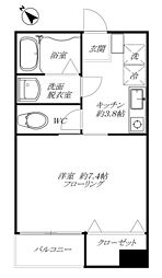 フローレンス目黒 2階1Kの間取り