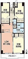 秀和平塚レジデンス 3LDKの間取図画像