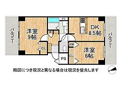 エバーグリーン門真 2DKの間取図画像