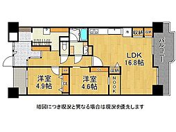 シャトーサンパークスクエア 2LDKの間取図画像