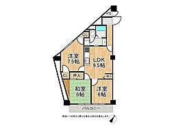 淡路第2ダイヤモンドハイム 3LDKの間取図画像