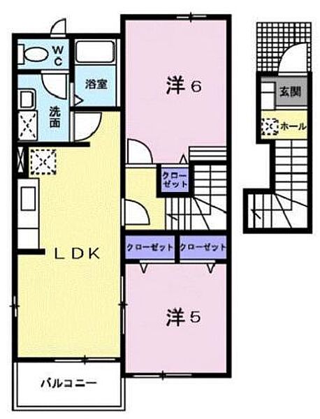 広島県福山市神辺町字徳田(賃貸アパート2DK・2階・50.27㎡)の写真 その2