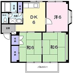 JR山陽本線 大門駅 徒歩29分の賃貸アパート 2階3DKの間取り