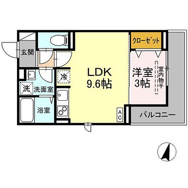 広島県福山市昭和町(賃貸アパート1LDK・3階・31.96㎡)の写真 その2