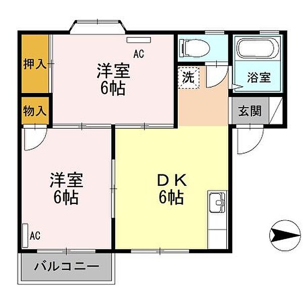 広島県福山市新涯町５丁目(賃貸アパート2DK・1階・39.74㎡)の写真 その3