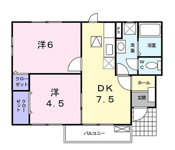 岡山県井原市木之子町(賃貸アパート2DK・1階・41.98㎡)の写真 その3