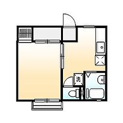 JR山陽本線 東福山駅 徒歩23分の賃貸アパート 1階1Kの間取り