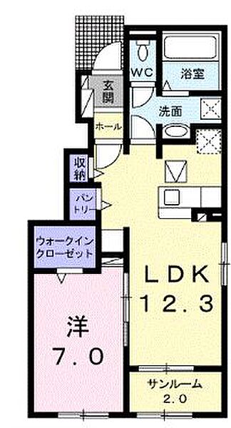 岡山県井原市西江原町(賃貸アパート1SLDK・1階・50.42㎡)の写真 その3