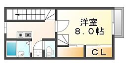JR山陽本線 東福山駅 5.4kmの賃貸アパート 2階1Kの間取り